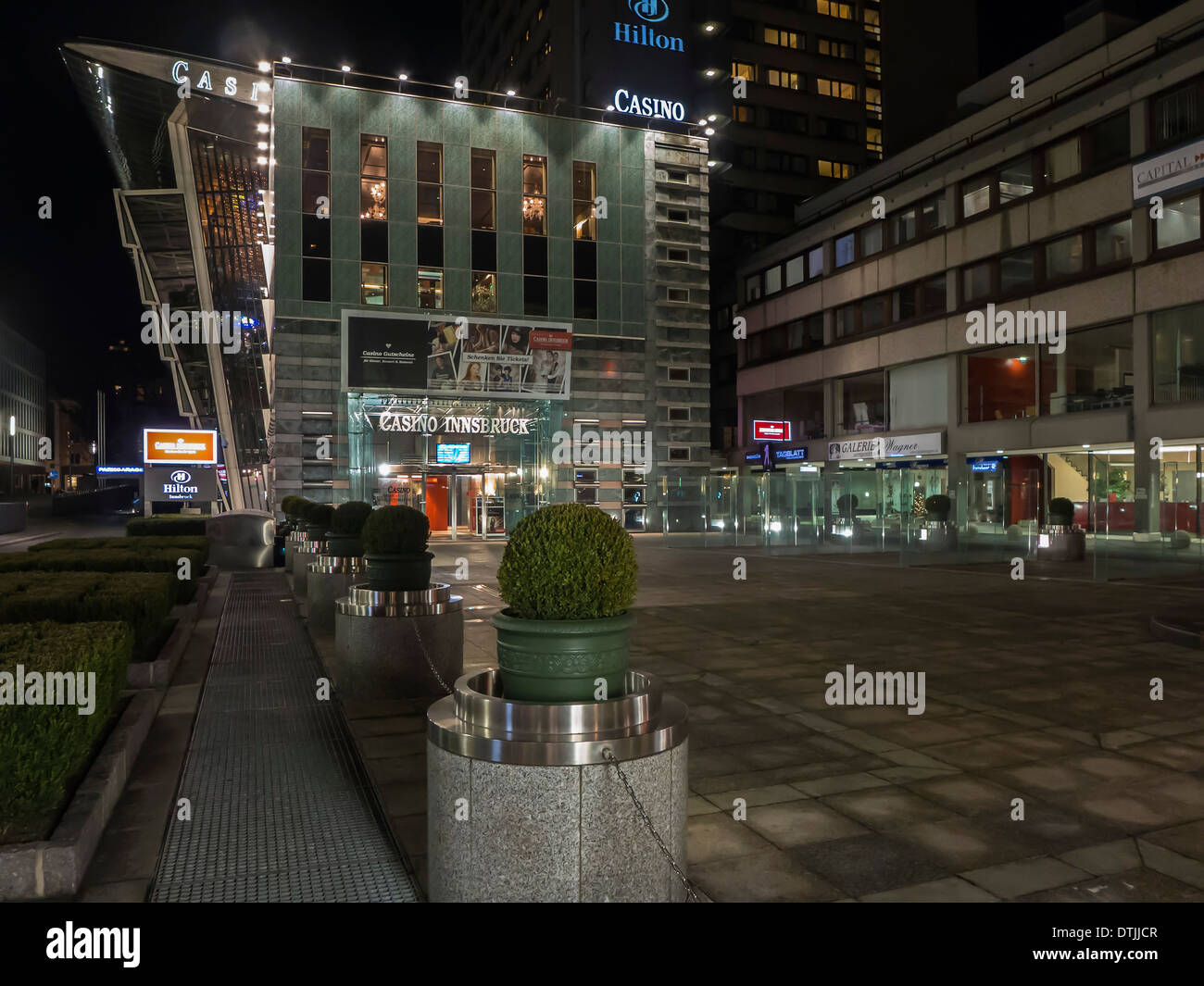 Glücksspiel Casino und Hilton Hotel, Innsbruck, Tirol, Österreich Stockfoto