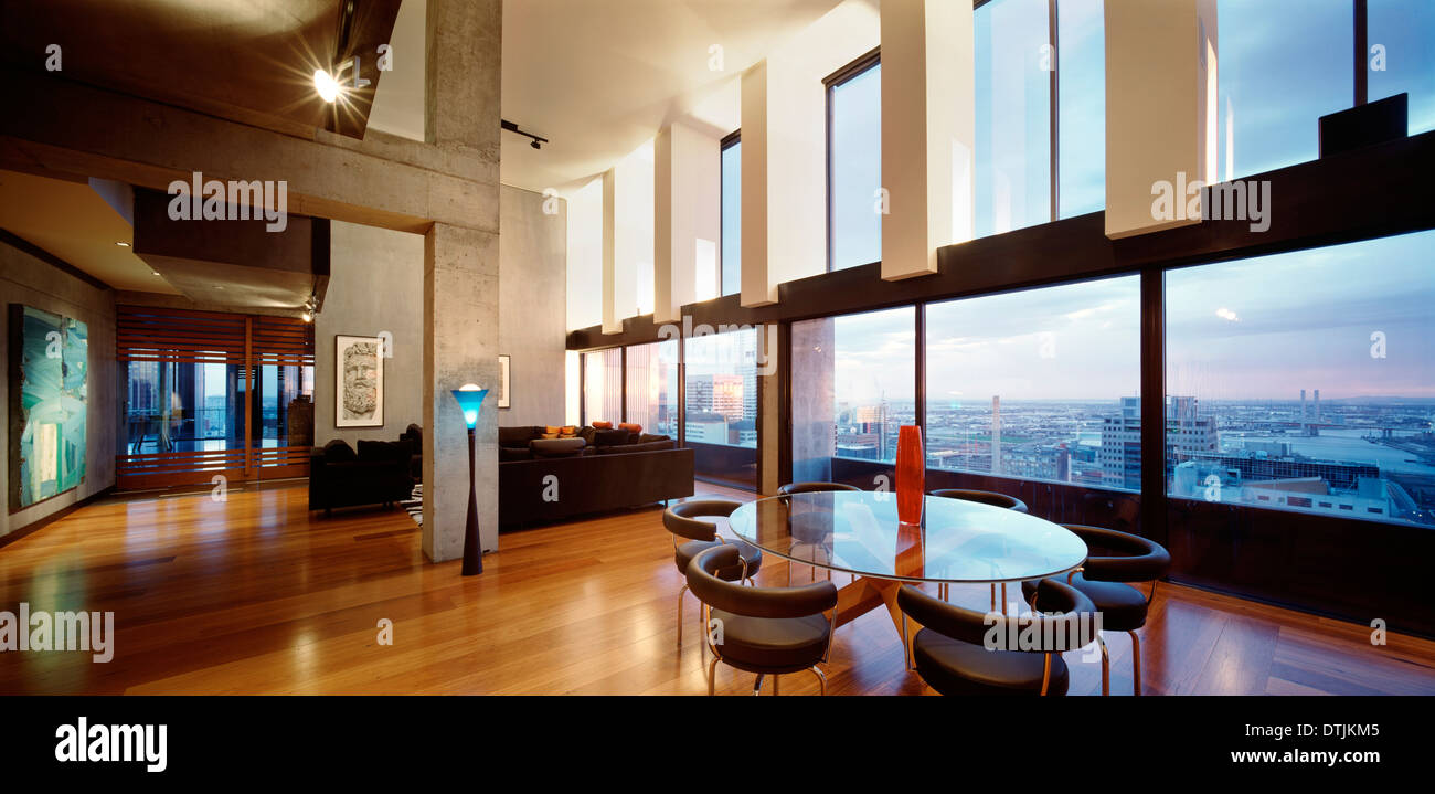 Luxus Wohnung in der Republik Tower, Melbourne Australien Interieur. Architekt: Fender Katsalidis, 2002 Stockfoto