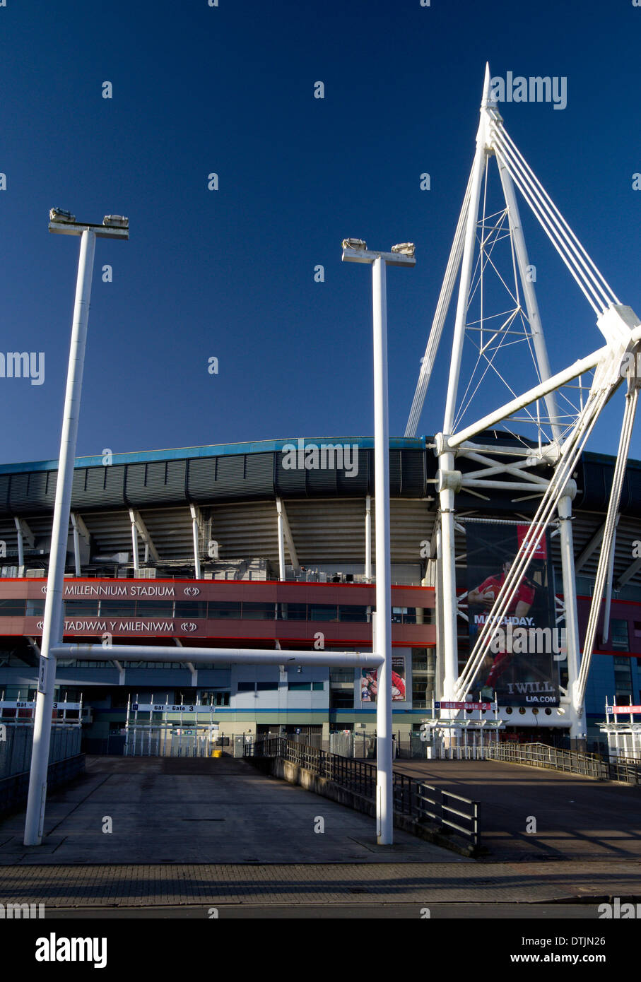 Millennium Stadium Westgate Street Eingang, Cardiff, Wales. Stockfoto