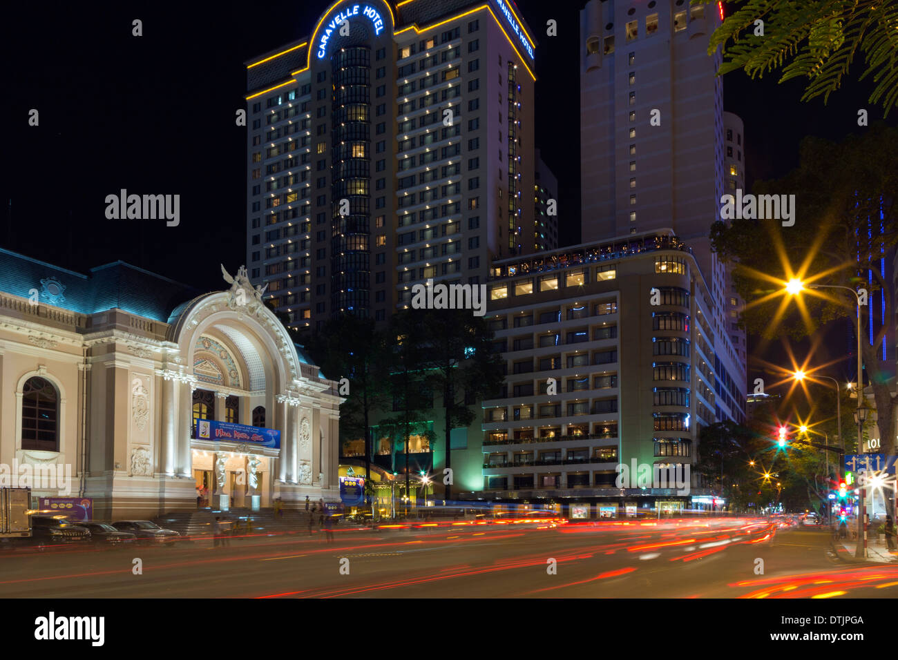Oper in der Nacht, Ho-Chi-Minh-Stadt, Vietnam Stockfoto