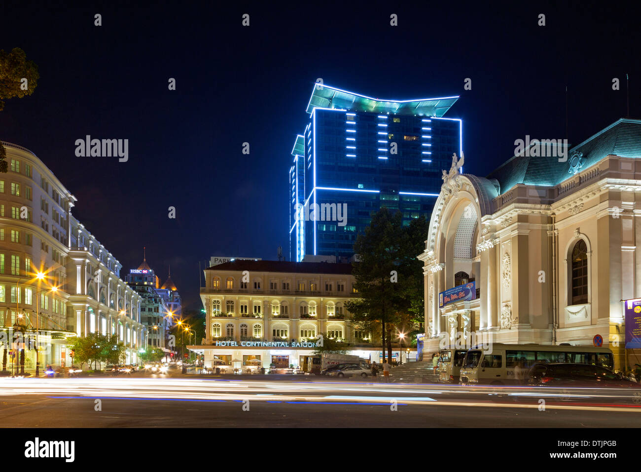 Oper in der Nacht, Ho-Chi-Minh-Stadt-Vietnam Stockfoto