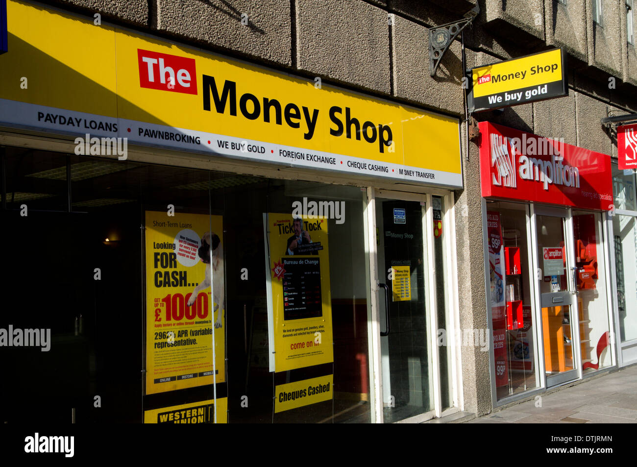 Die Geld-Shop, Cardiff, Südwales, UK. Stockfoto