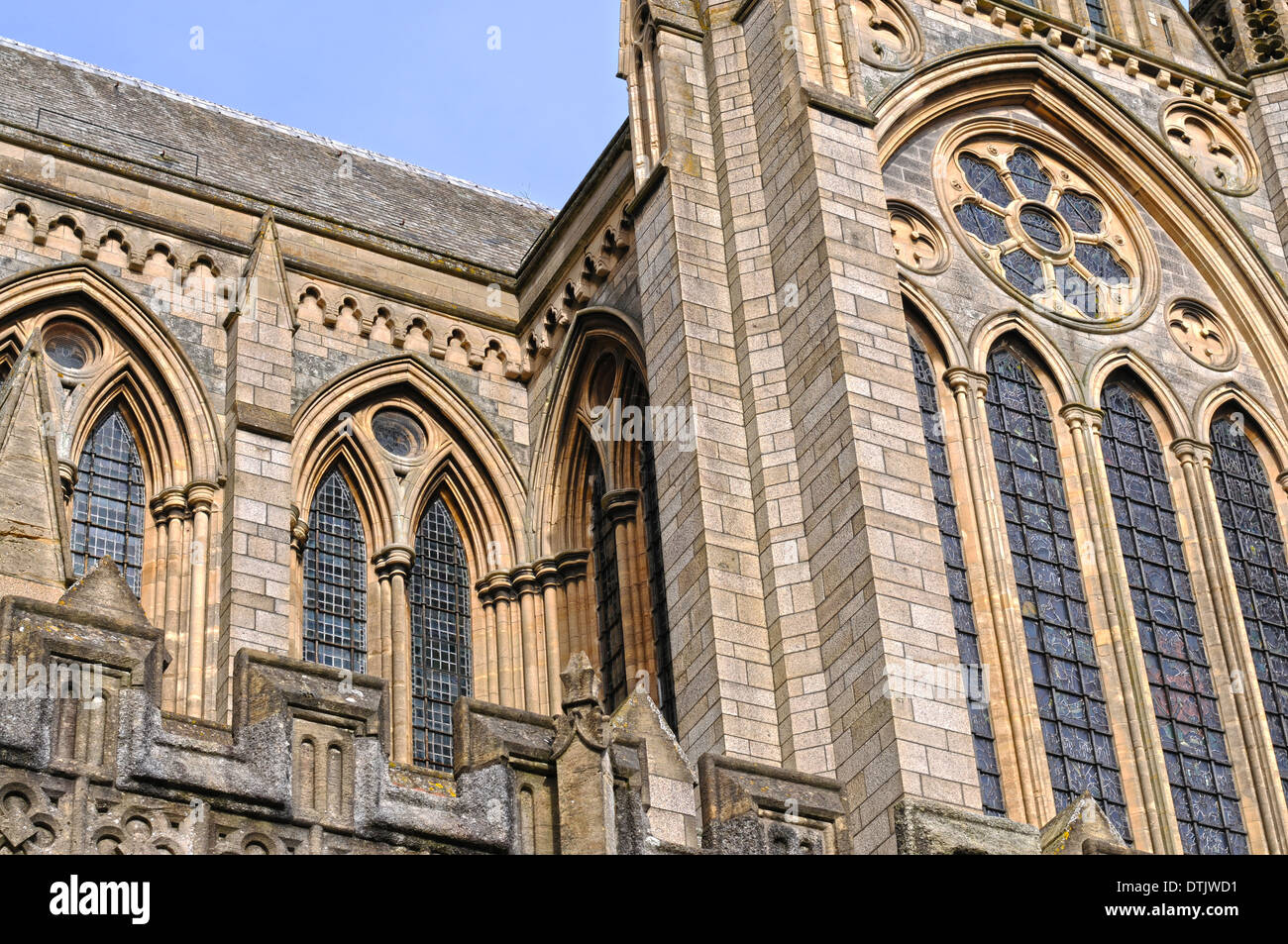 Detaillierte Ansicht der Stadt Truro Cathedral Stockfoto