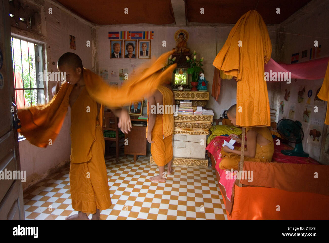 Gehäuse für buddhistische Mönche im Wat Kampheng Tempel. Battambang. Wat KamphengJust hinter der Residenz des Gouverneurs dieser großen Stockfoto