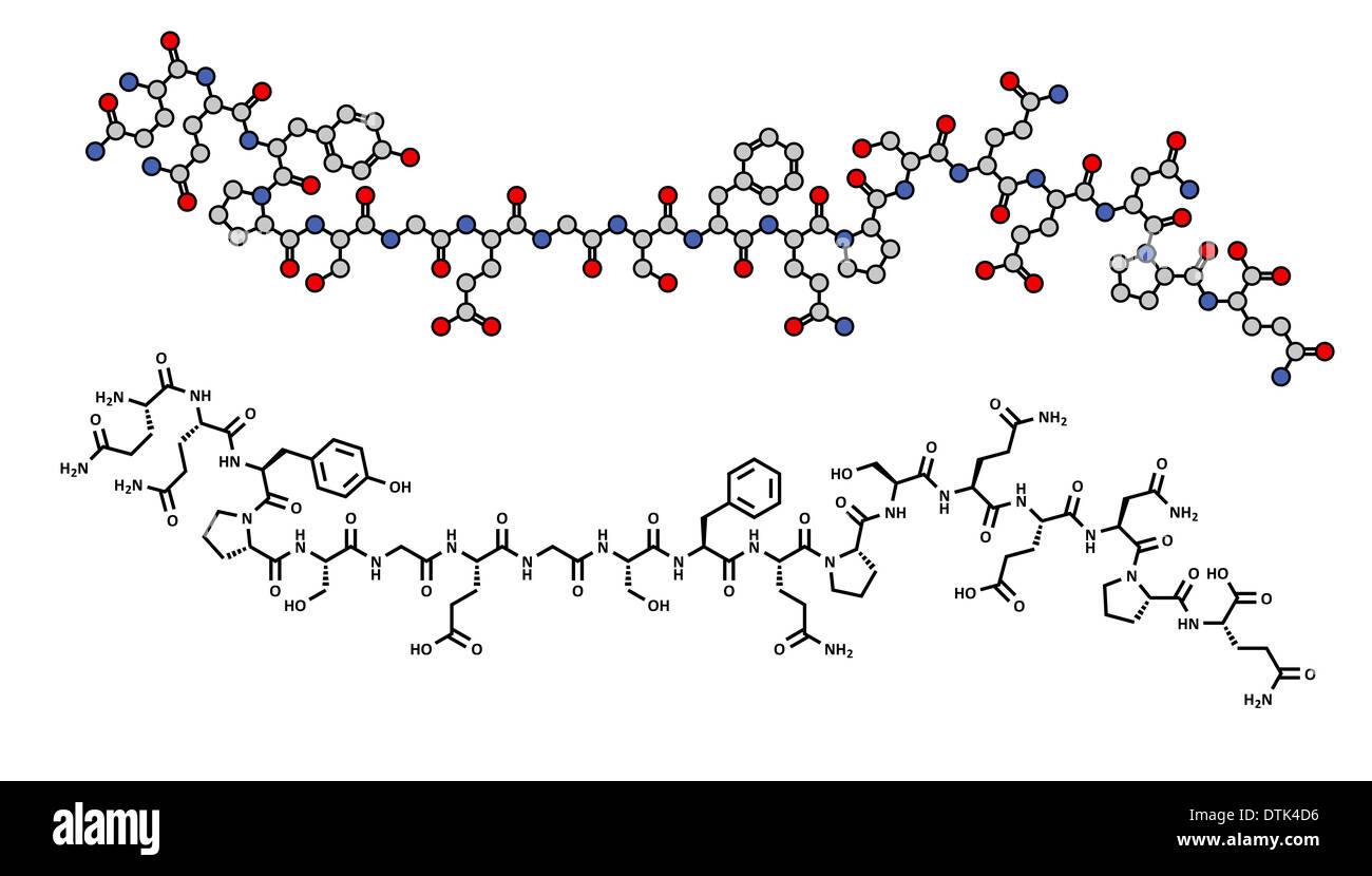 Deamidated Gliadin (Gluten) Peptid Fragment, chemische Struktur. Eines