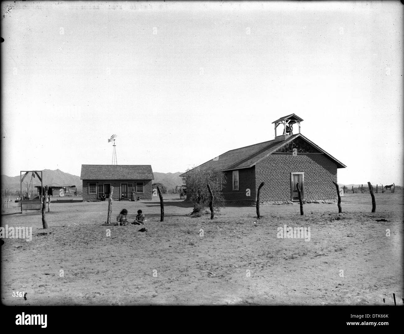 Presbyterian Mission der Kirche und Schule für die Pima-Indianer an der Kreuzung Gila, ca.1900 Stockfoto