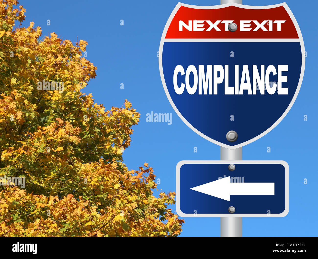 Compliance-Straßenschild Stockfoto
