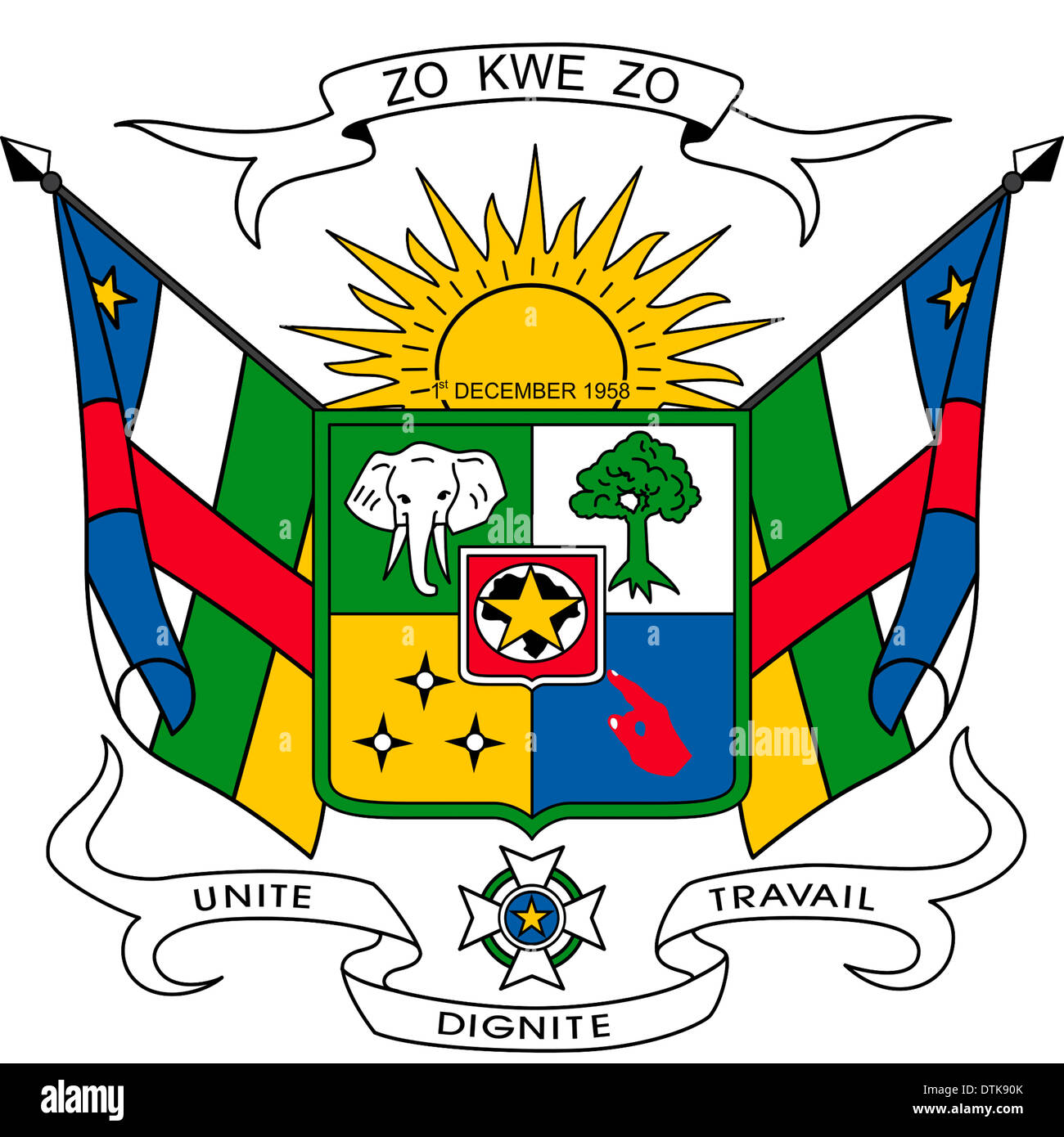 Nationalen Wappen der Zentralafrikanischen Republik. Stockfoto