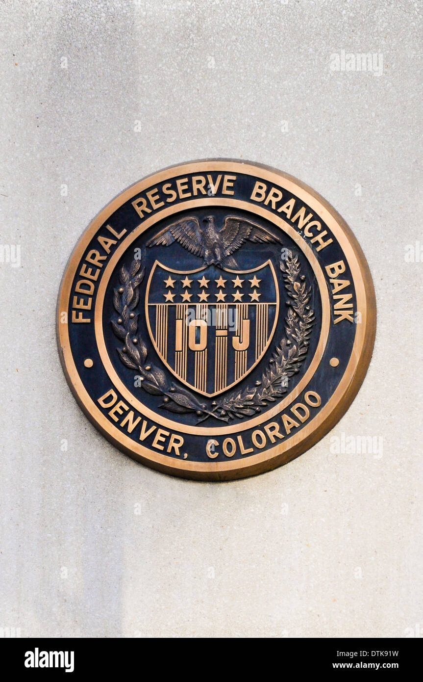 US-Notenbank Bankfiliale Zeichen Stockfoto