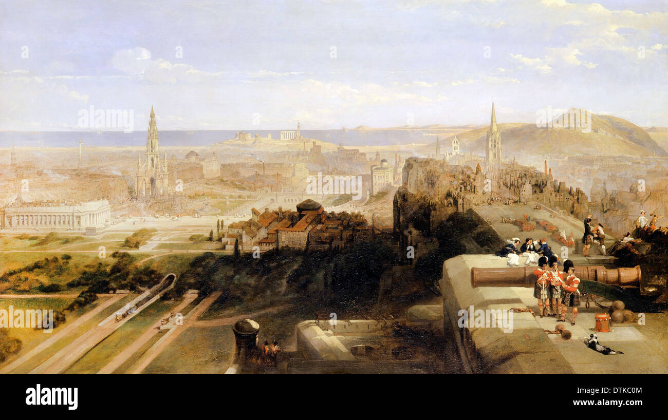 David Roberts, Edinburgh aus dem Schloss 1847 Öl auf Leinwand. Yale Center for British Art, New Haven, USA. Stockfoto