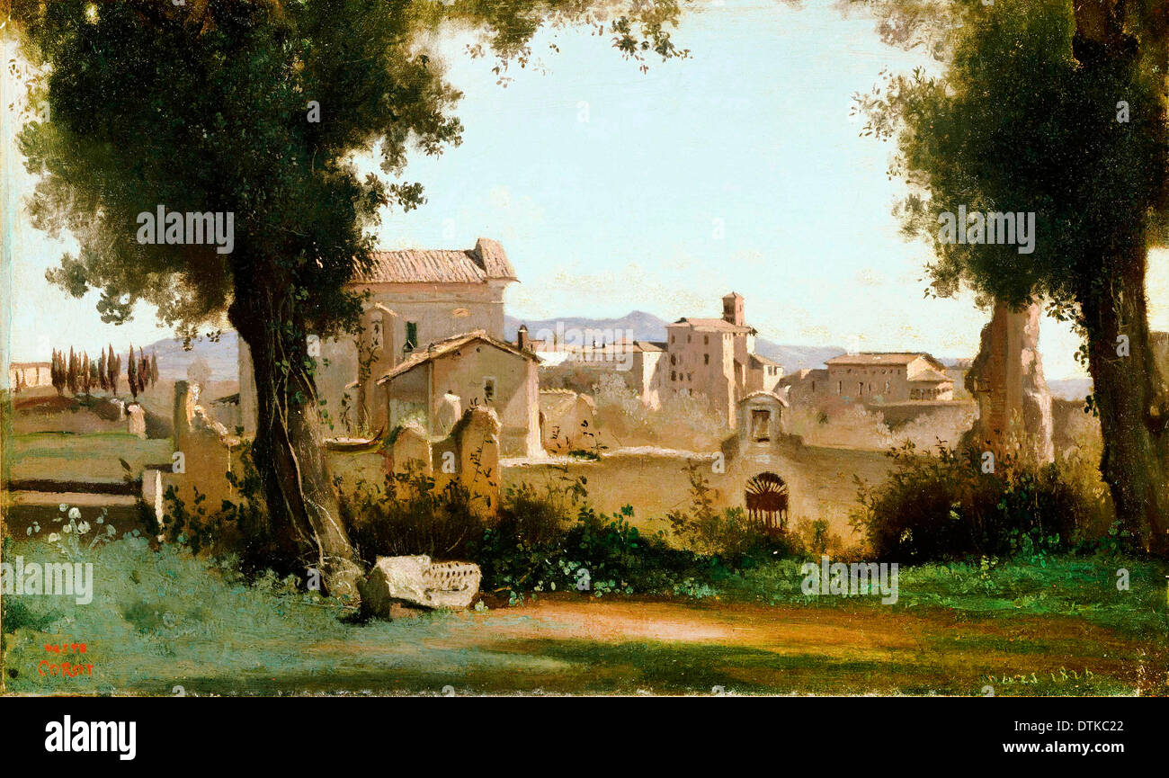 Jean-Baptiste-Camille Corot, Blick von der Farnese-Gärten, Rom 1826 Öl auf Leinwand. Phillips Collection, Washington, D.C., USA. Stockfoto
