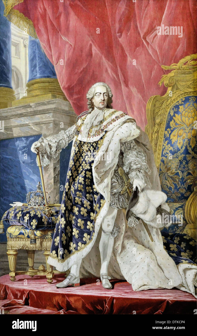 Pierre Francois Cozette, Porträt von Louis XV in seiner königlichen Kostüm 1769-1771 Öl auf Leinwand. Schloss von Versailles, Versailles Stockfoto