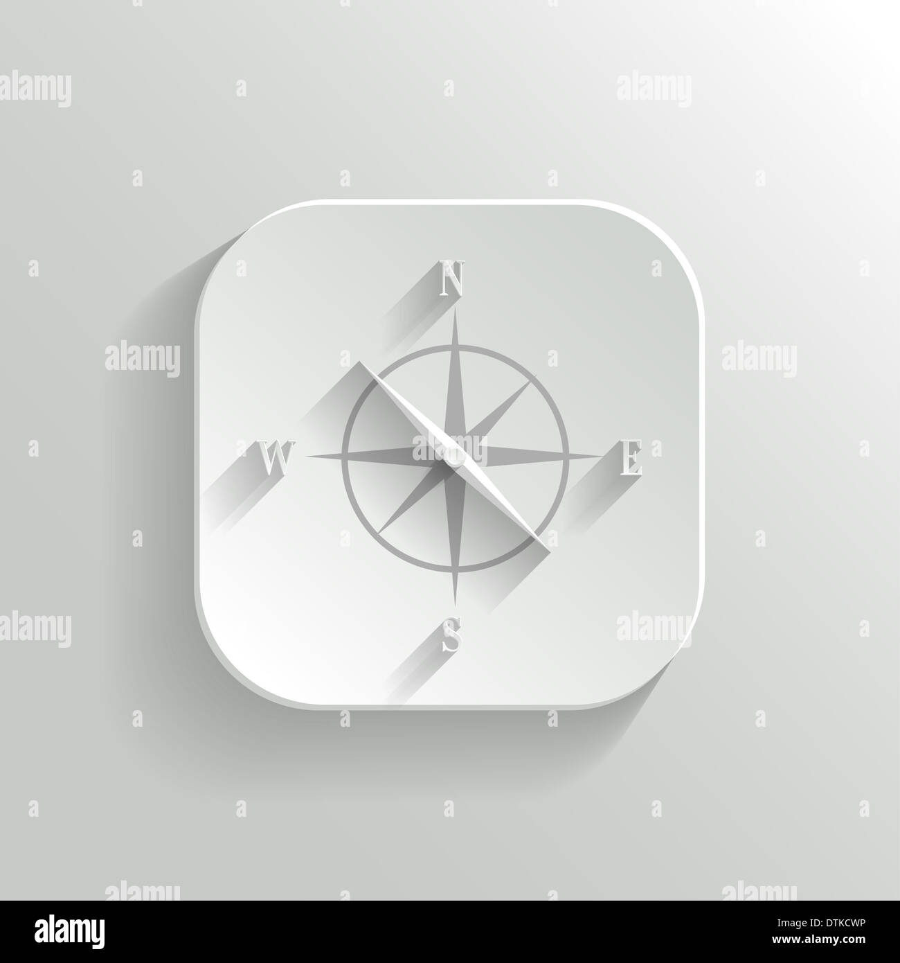 Kompass - weiße app Symbolschaltfläche mit Schatten Stockfoto