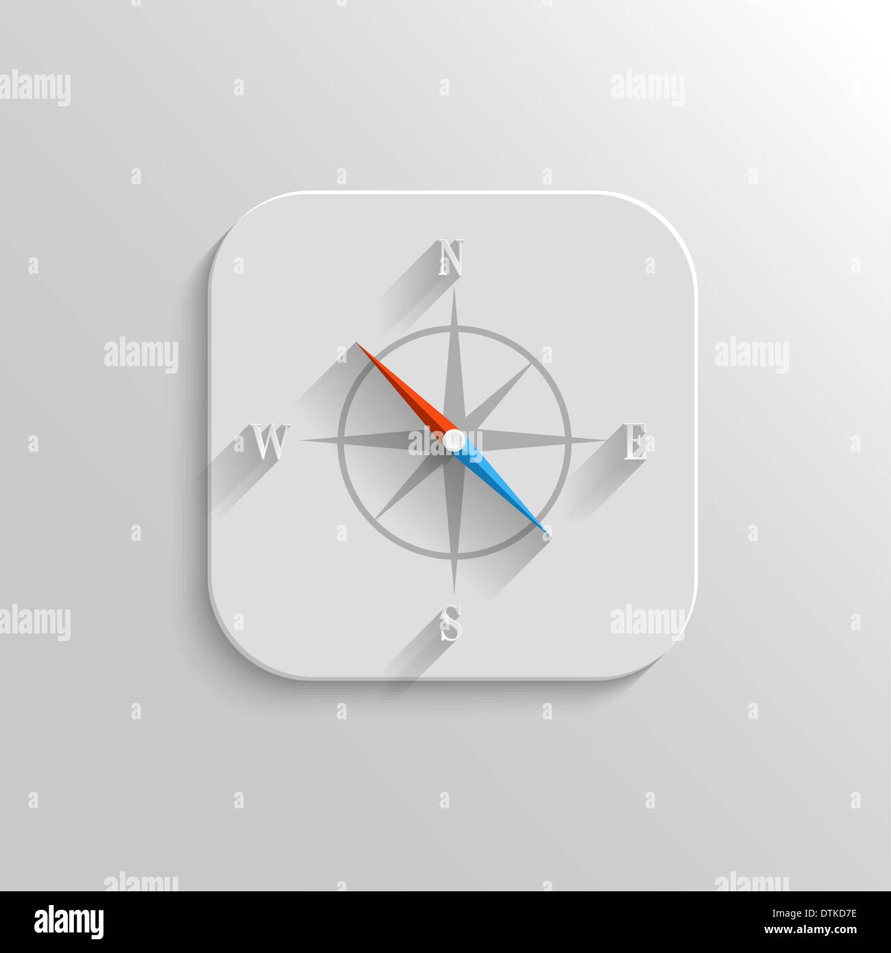 Kompass-Symbol - Taste "flache app" mit Schatten Stockfoto