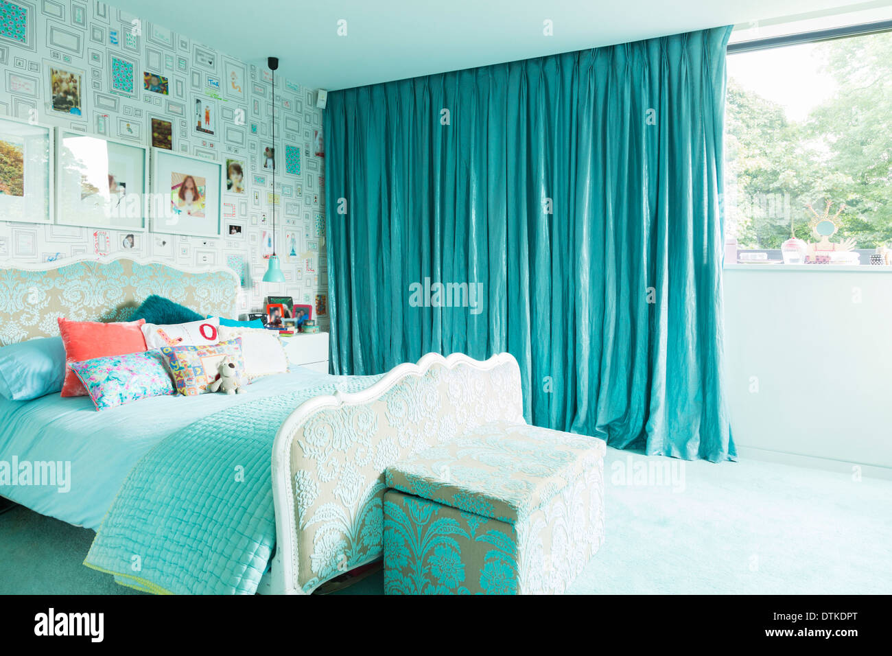 Blaue Schlafzimmer Stockfoto