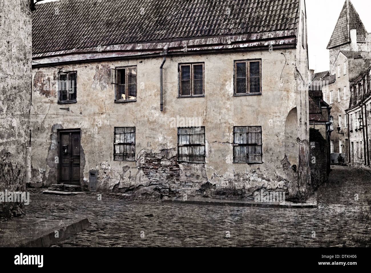 Retro-Stil Bild der alten europäischen Straße Stockfoto