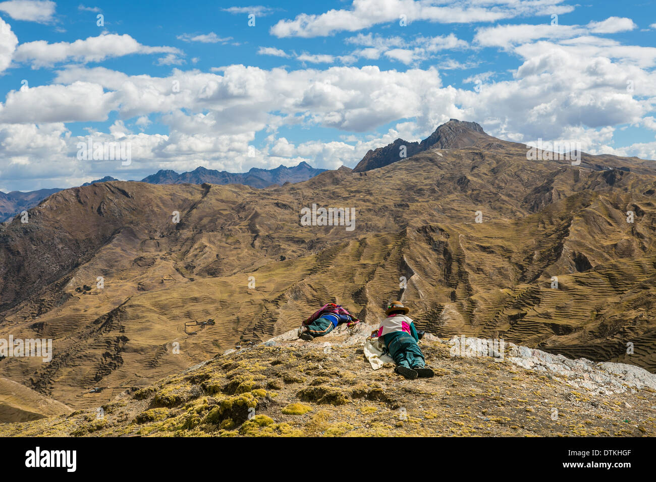 Quechua-Lautsprecher-Gemeinschaft lebt im Hochland der Anden, Peru - chillihuani Stockfoto