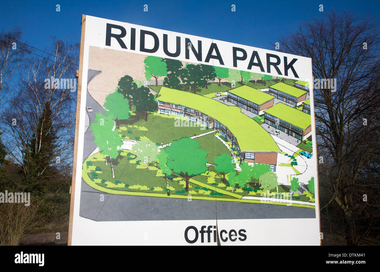 Billboard Plakat Werbung für neue Office-Entwicklung an Riduna Park, Melton, Suffolk, England Stockfoto