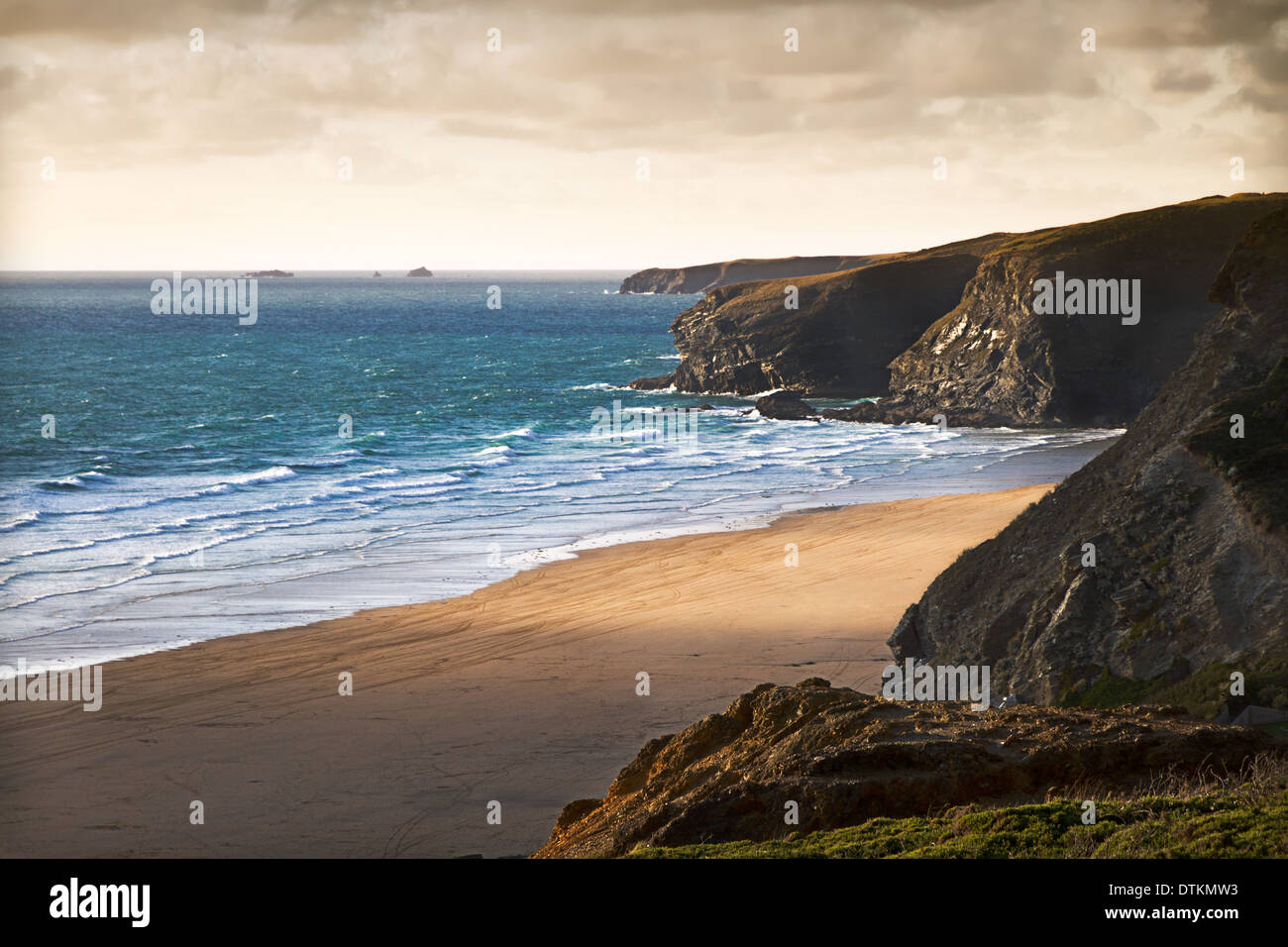 Kornischen Küste in der Nähe von Newquay, Cornwall, England Stockfoto