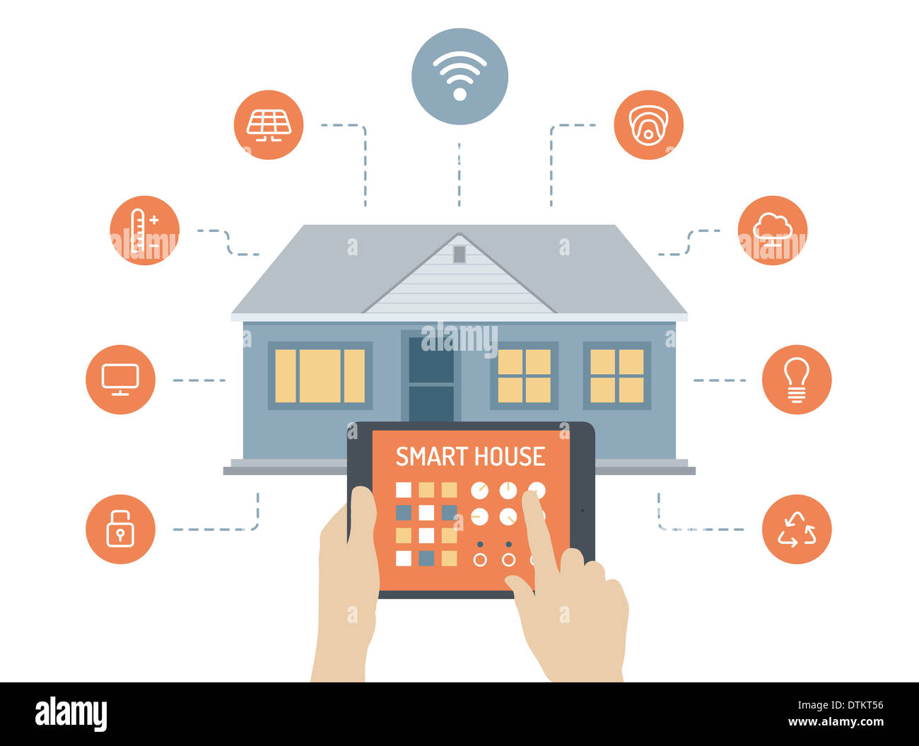Flaches Design moderne Illustration Konzept der smart House Technologie-system Stockfoto