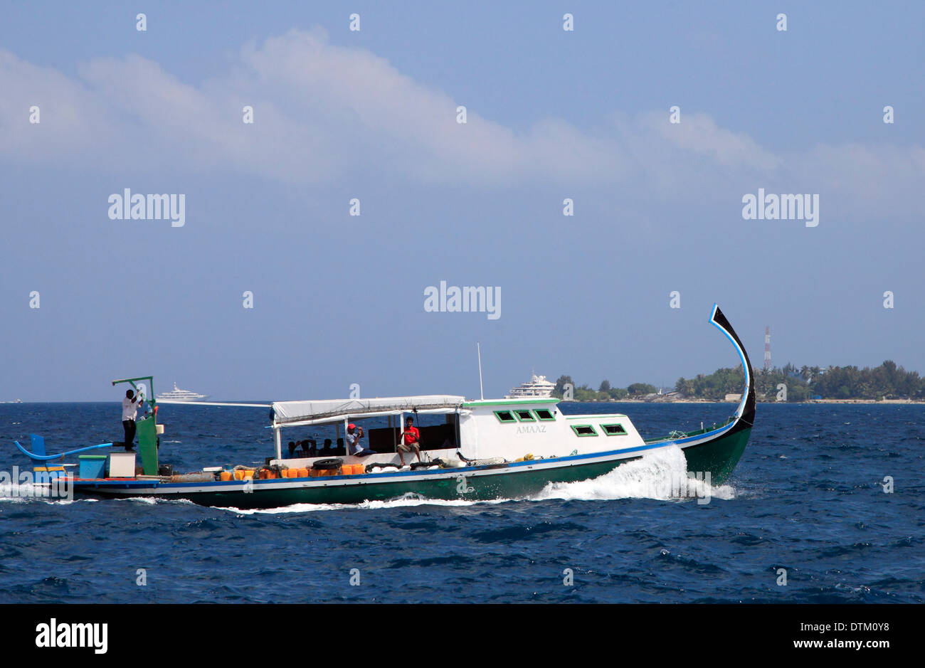 Malediven, Männlich, Dhoni, traditionellen Boot, Stockfoto