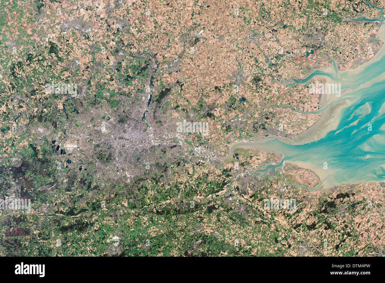 London England wie aus dem Weltraum gesehen Stockfoto