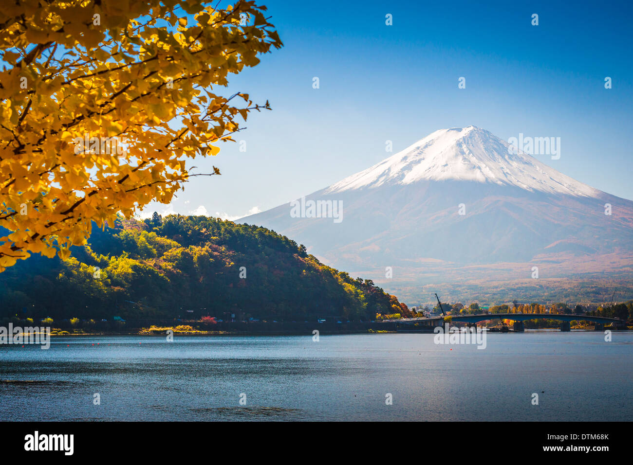Berg Fuji auf Kawaguchi-See in der Herbst-Saison. Stockfoto