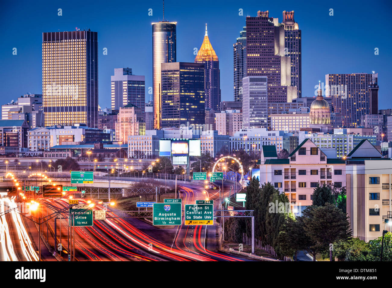 Atlanta, Georgia, USA Rush Dämmerstunde. Stockfoto