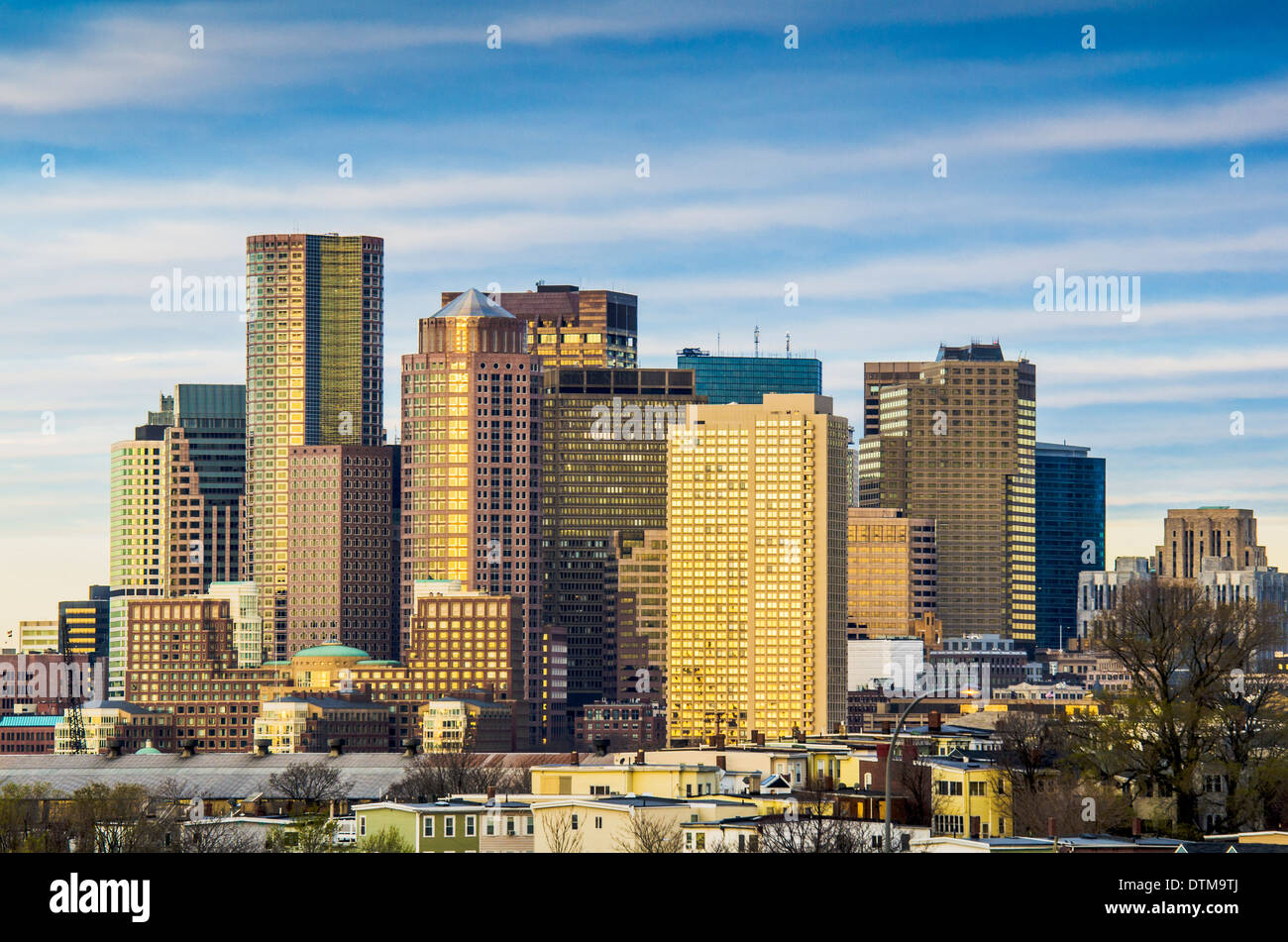Boston, Massachusetts Innenstadt Skyline. Stockfoto