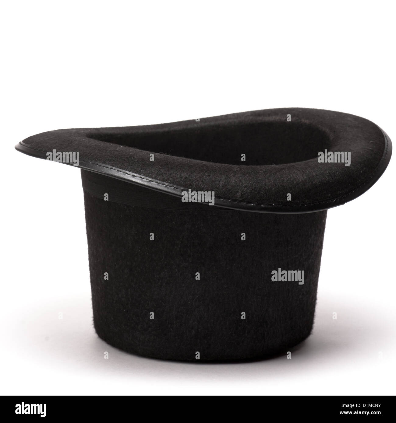Schwarz invertiert Top Hut isoliert auf weißem Hintergrund Stockfoto