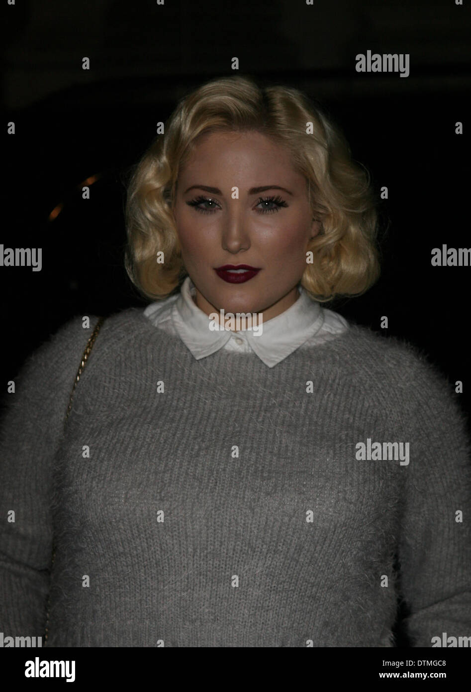 London, Großbritannien, 20. Februar 2014. Hayley Hasselhoff besucht die Cocktails mit Marilyn Ausstellung im Langham Hotel in London, Stockfoto