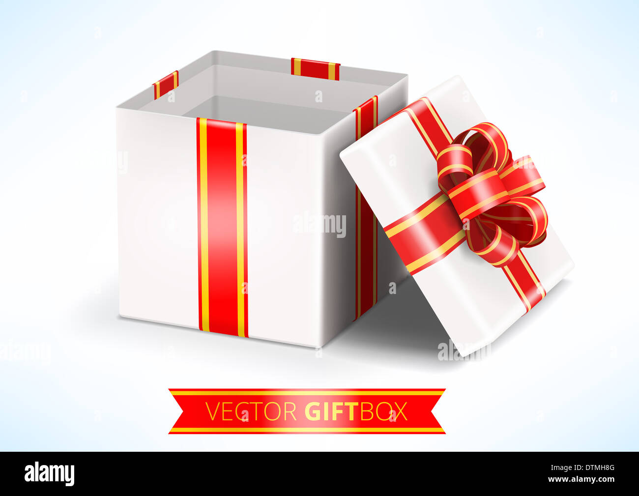 Vektor eröffnet weißen Geschenkbox Stockfoto