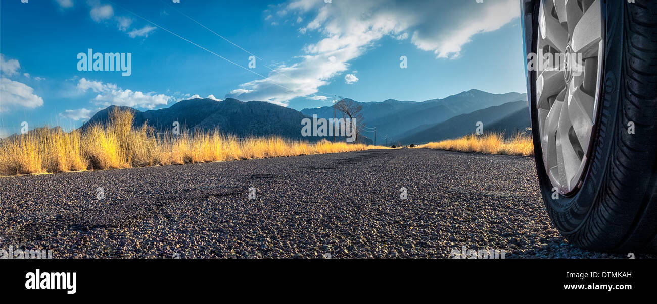 Ein editorial, Automobil Landstraße-Panorama-Bild. Fotografiert in der Nähe von Magdalena New Mexico Stockfoto