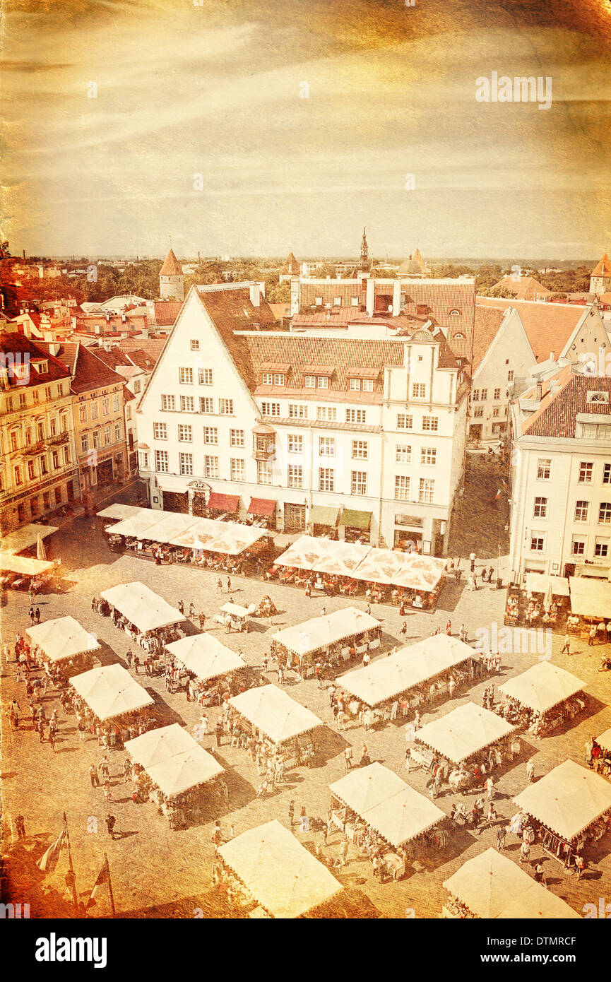 Altes Foto von Tallinn Stadtbild Stockfoto