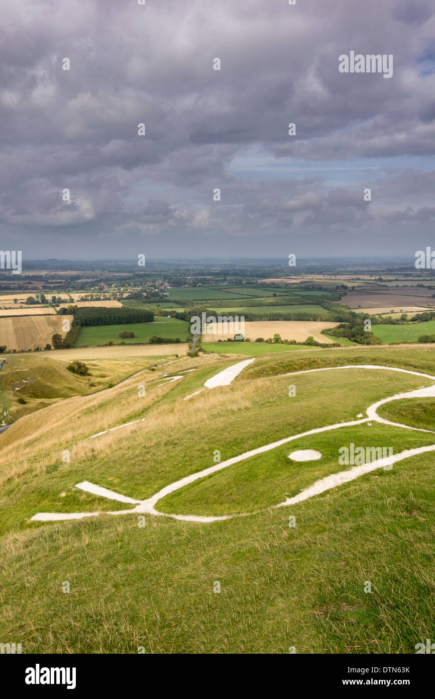 Uffington White Horse, Vale of White Horse, Oxfordshire, Vereinigtes Königreich Stockfoto