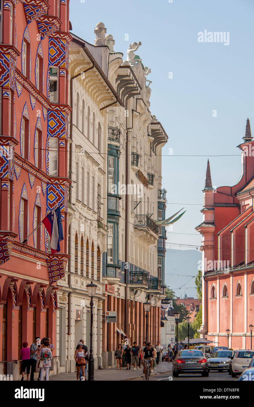 Slowenische Hauptstadt mit Jugend Harmonie Charme und schöne Architektur Stockfoto