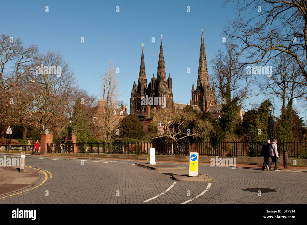 Kathedrale von Lichfield von Swan Road, Staffordshire, UK Stockfoto