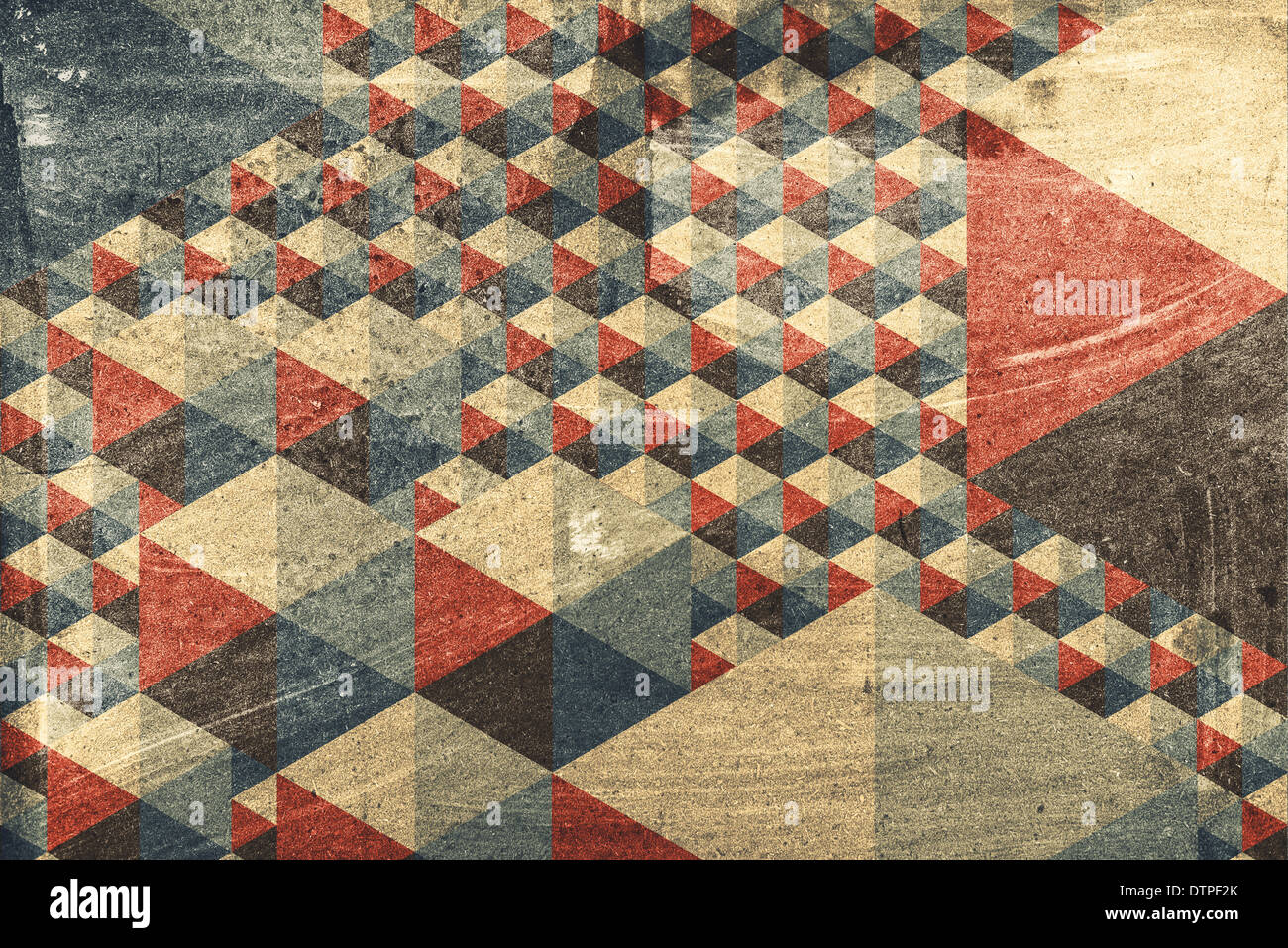 Abstrakte bunte geometrische Muster als Hintergrund auf Grunge Texturen Stockfoto