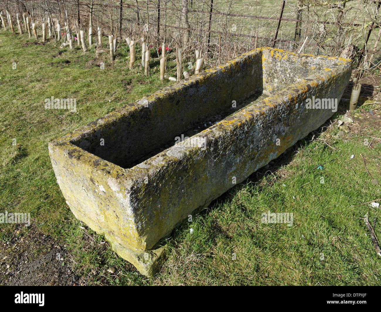 Eine römische Steinsarg auf Ancaster Friedhof, Lincolnshire, England. Stockfoto