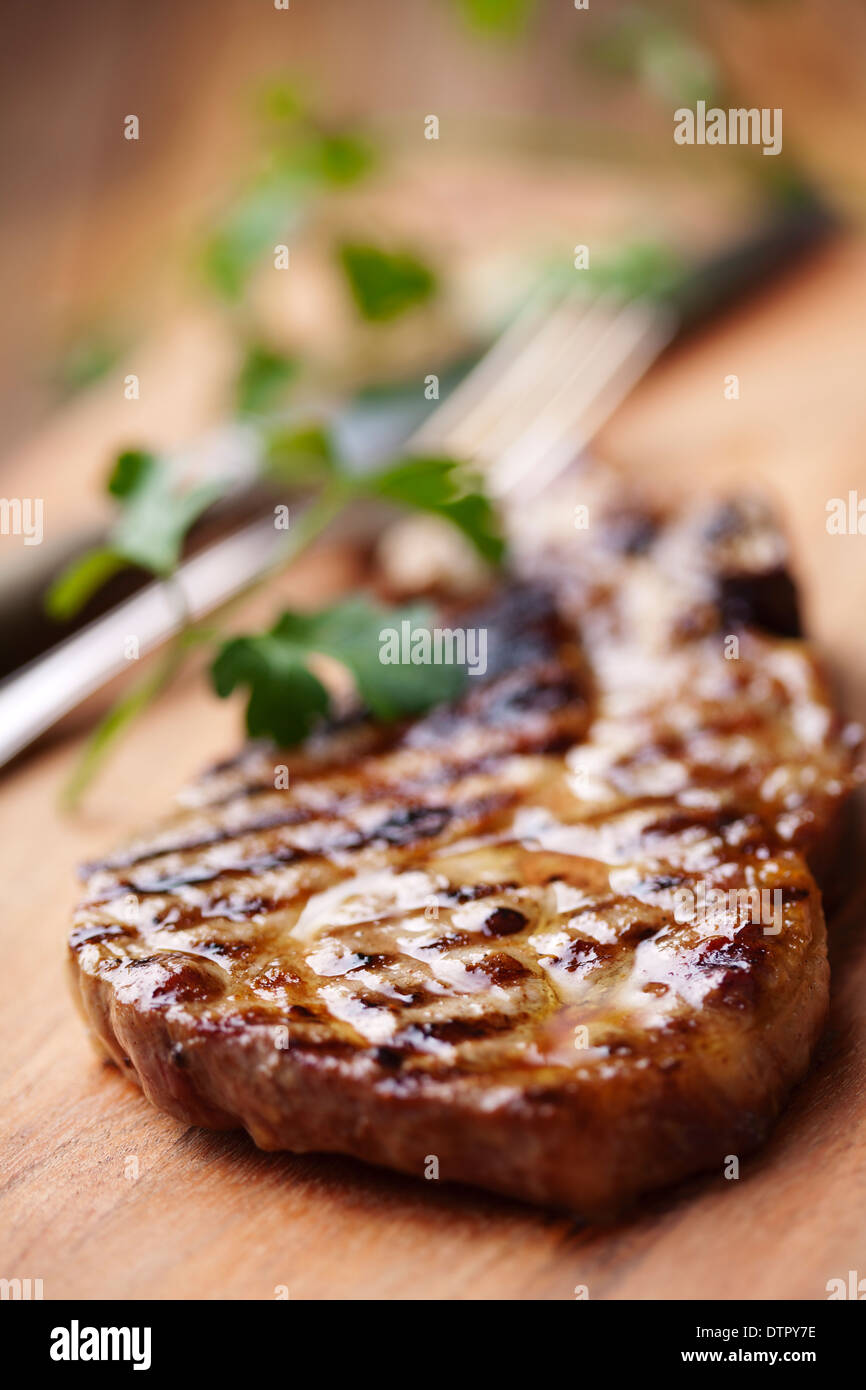 Gegrilltes Schweinefleisch oder Rindfleisch Filetsteak Stockfoto