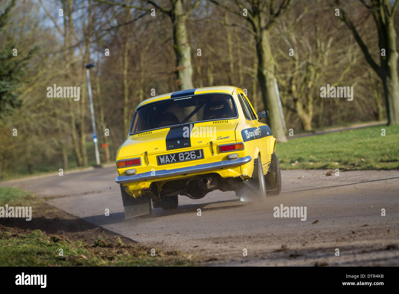 Stoneleigh Park, Coventry, UK. 22. Februar 2014. Rennen Live-Retro Rallye Phasen im Stoneleigh Park mit klassischen B Klasse Rallye-Autos von Audi, Ford, Ferrari, MG und verschiedener Hersteller Credit: Steven Reh/Alamy Live News Stockfoto