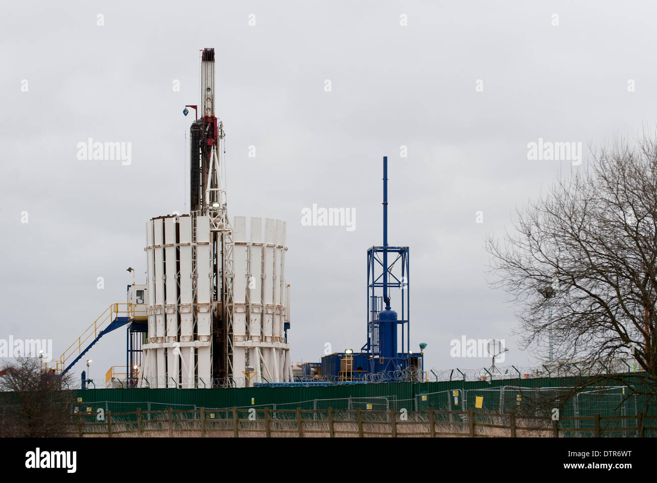 Barton Moss, Salford, UK. Sonntag, 23. Februar 2014. Die explorative IGas in der Nähe von Bohren Website auf Barton Moos in der Nähe von Manchester, wo Aktivisten gegen den Prozess der Fracking demonstriert haben. Bildnachweis: Russell Hart/Alamy Live-Nachrichten. Stockfoto