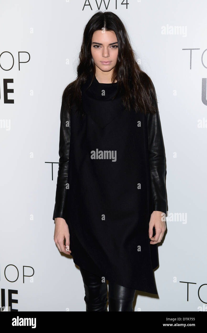 Kendall Jenner besucht die Topshop Unique Kollektion während der London Fashion Week Herbst/Winter 2014, in der Tate Modern. Stockfoto