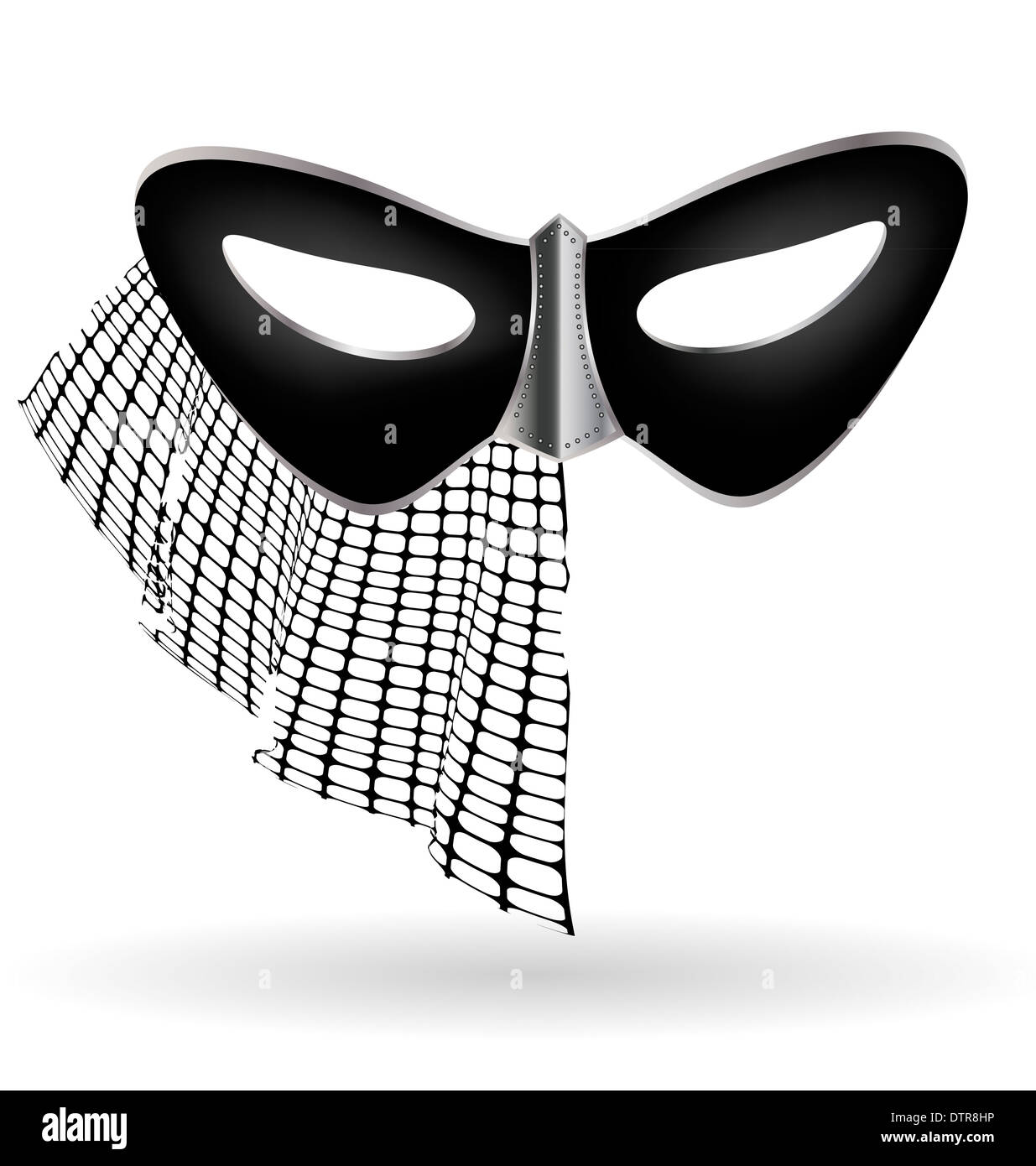 Halbmaske Karneval schwarz dekoriert mit halben Schleier Stockfoto