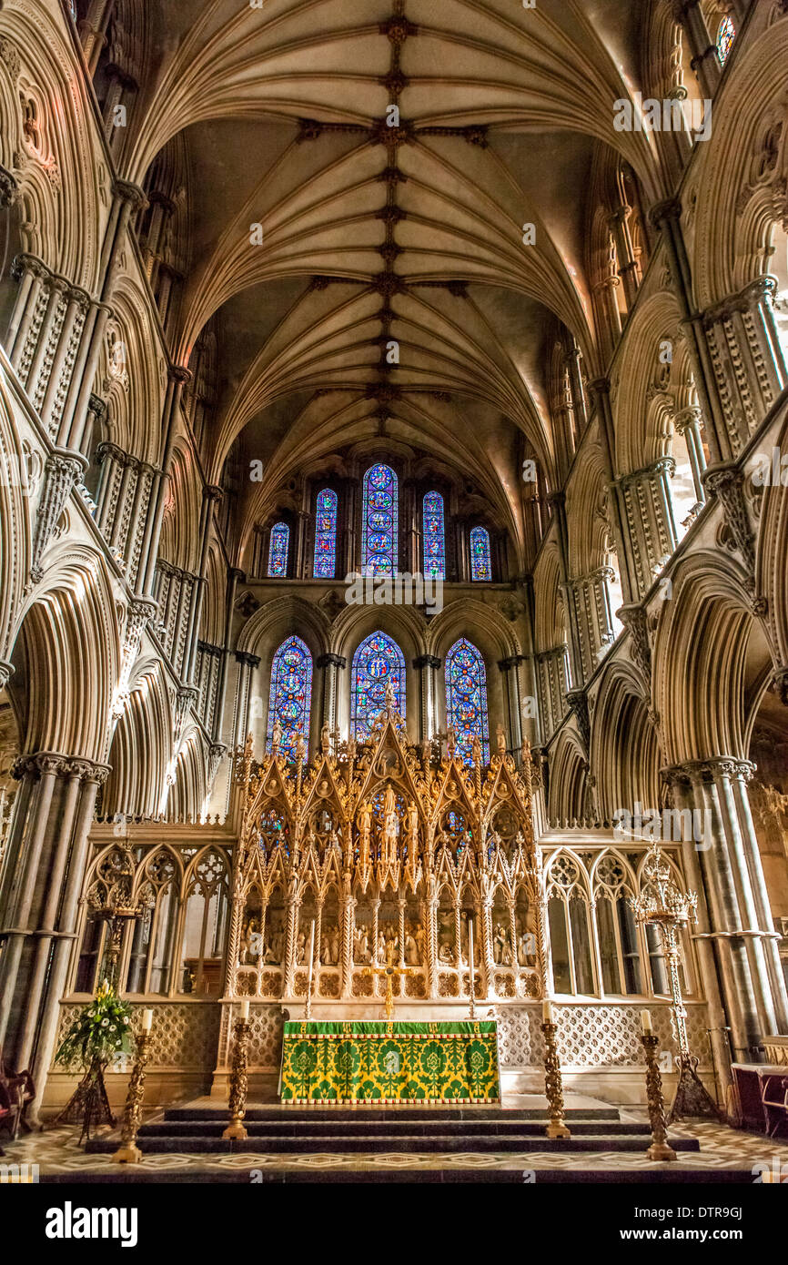 Ely Kathedrale hohes Alter und Presbyterium, Ely, Cambridgeshire, England Stockfoto