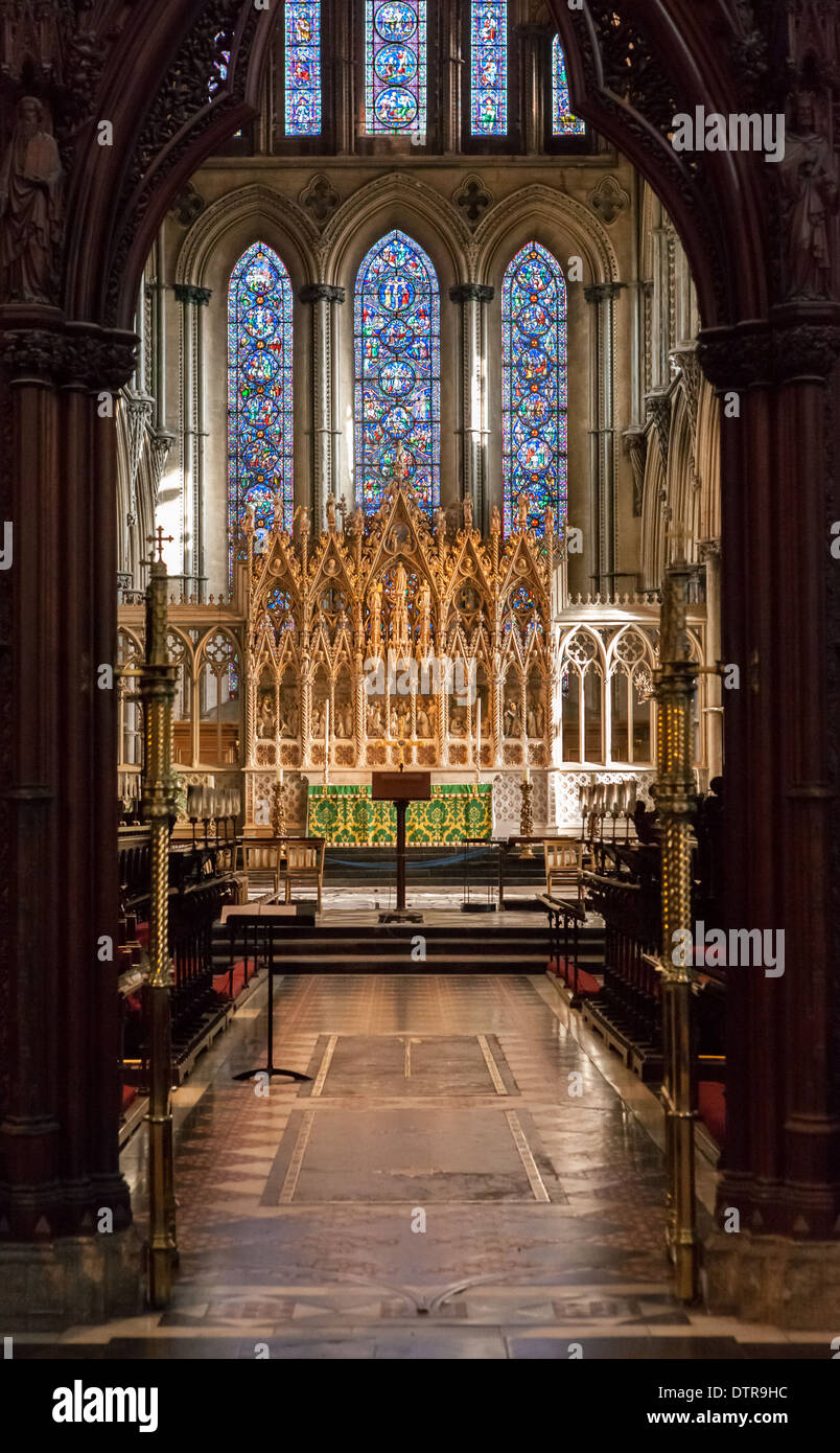 Ely Kathedrale hohes Alter und Presbyterium, Ely, Cambridgeshire, England Stockfoto