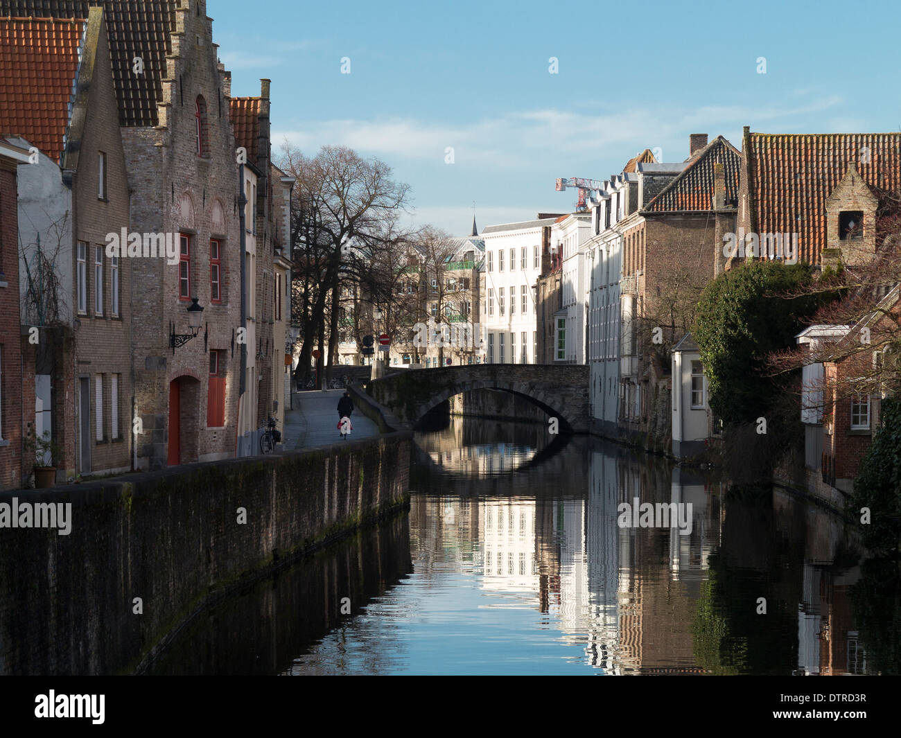 Malerischen Kanal und Häuser, Gouden-Handrei, Brügge, Flandern (Brügge) Stockfoto