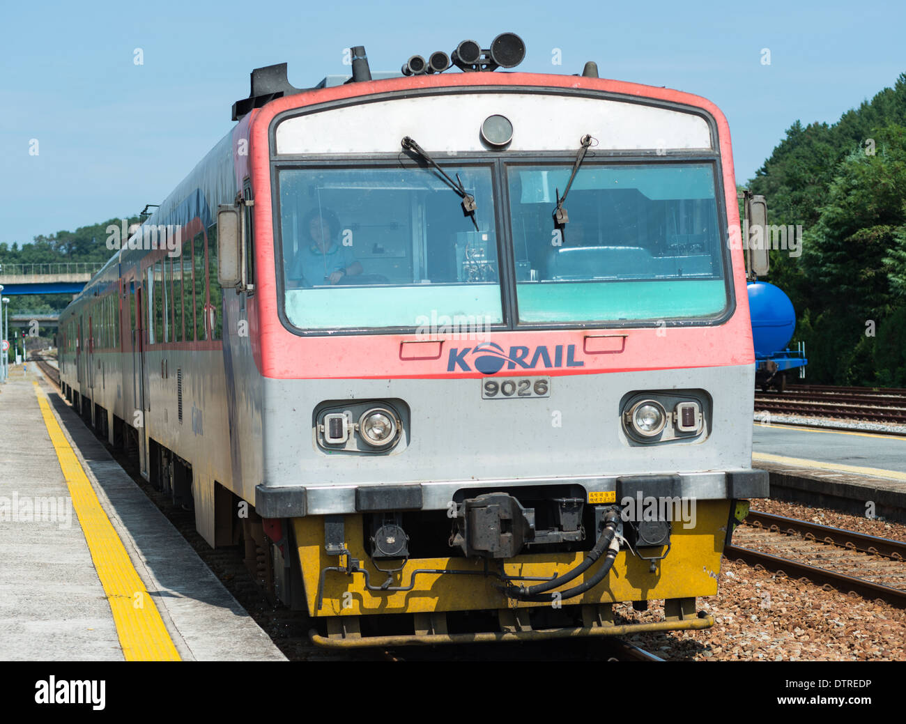 Korail Eisenbahn Zug Überschrift für Pusan, Südkorea. Stockfoto