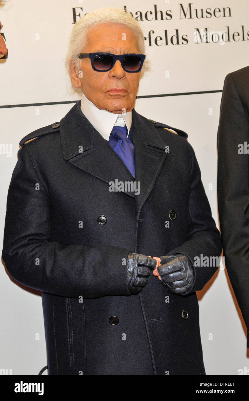 Karl Otto Lagerfeld ist deutsche Modeschöpfer, Designer, Fotograf und Kostümbildner an der Vernissage von Feuerbach Musen Lagerfeld Modelle in der Hamburger Kunsthalle auf Samstag, 22. Februar 2014 Stockfoto