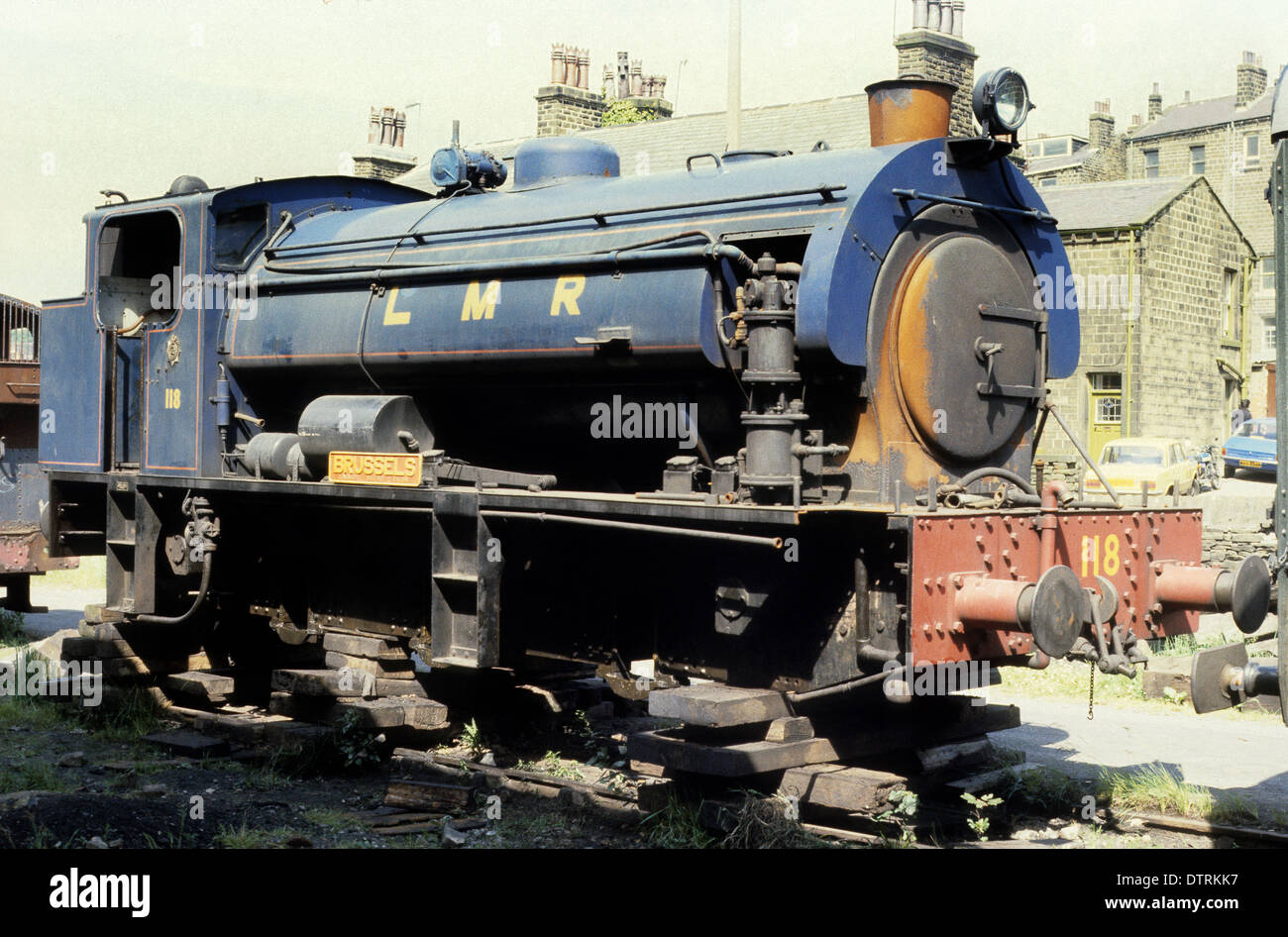 Britische militärische Steam Locomotive WD118 Brüssel bereit für Restaurierung bei Oakworth auf Keighley und Wert Valley Railway Stockfoto